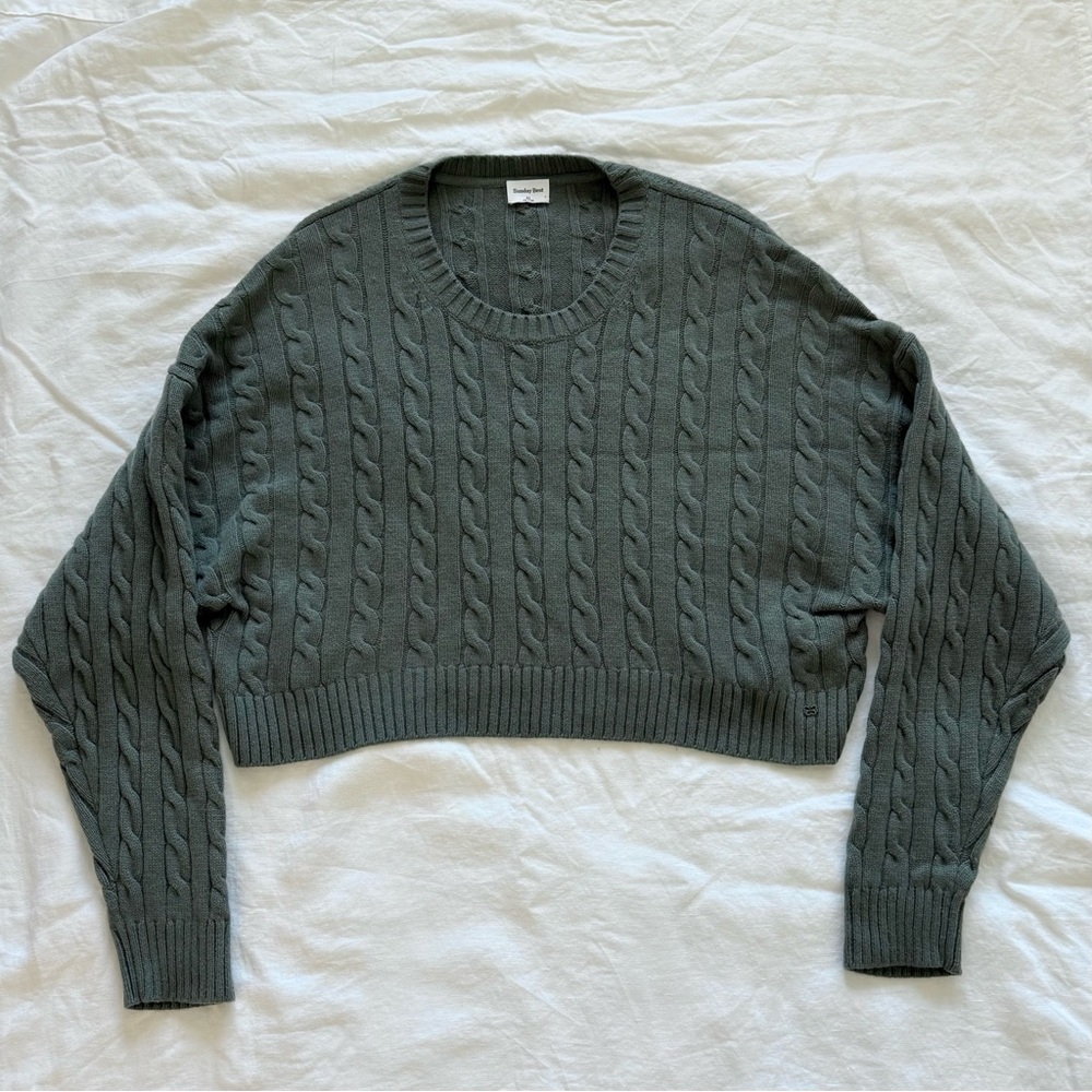 Aritzia Sunday Best Peggy Cropped Sweater, Muted Green